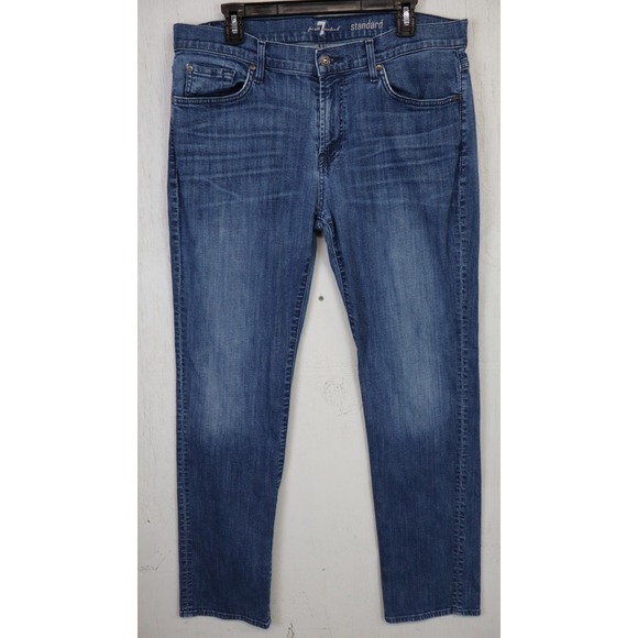Mens 7FAM Seven 7 For All Mankind Jeans Standard Fit Size 36x32 Blue Stretch - Picture 1 of 10